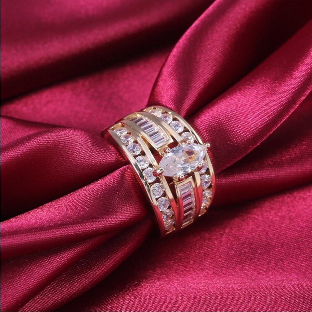New Gorgeous Three-Row Diamond Engagement Ring - Picture 3 of 6